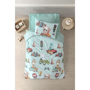 Junior Tek Kişilik Nevresim Takımı Vroom Mint
