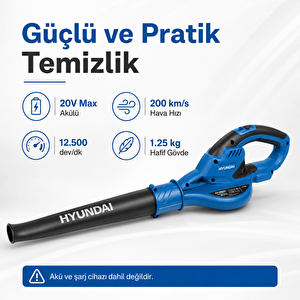 Hy20cb 20v Max Akülü Üfleme Cihazı 200 Km/s Hava Hızı Akü Ve Şarj Cihazı Hariç