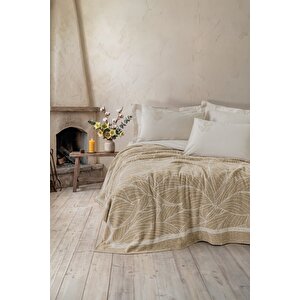 Fleece Çift Kişilik Yatak Örtülü Nevresim Takımı Copse Bej