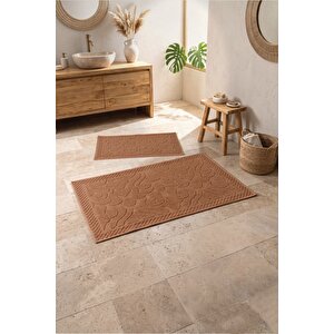 Aura Jakarlı Kaymaz Taban Pamuklu Paspas Seti Vine Coral 60x90+40x60