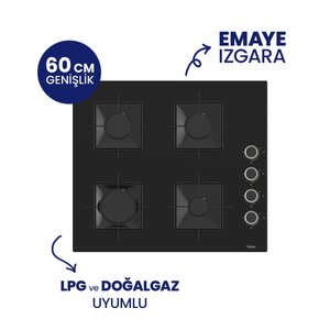 Flowart Turbolu Siyah Cam Amörtisörlü Silenart Ankastre Set Qbl62cs - Ss205 - D080sa