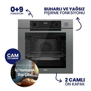 Steamart-fryart-silentart Serisi Gri Set ( Qep64cpr+ss208+d088-sa ) Emaye Izgara