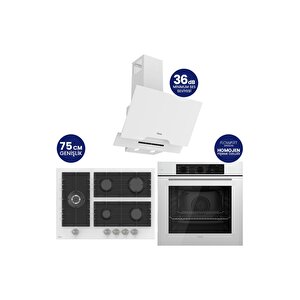 Flowart Turbolu 5 Gözlü Silentart Beyaz Cam Ankastre Set Qbl62cb - Bl136 - D064sa