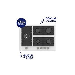 Flowart Turbolu 5 Gözlü Silentart Beyaz Cam Ankastre Set Qbl62cb - Bl136 - D064sa