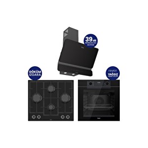 New Fryart Chef Edition Siyah 3'lü Ankastre Set Qep63cs-ln385-d080sa