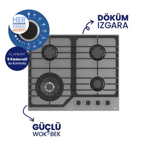 Flowart Turbolu Asimetrik Silentart Gri Cam Ankastre Set  Qbl62cpr+nt028-wfa+d082-sa