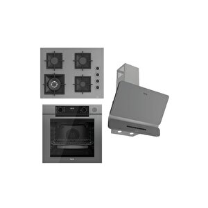 Steamart-fryart-silentart Serisi Gri Set (sc408-wfa + Qep64cpr +d082-sa ) - Döküm Izgara / 65