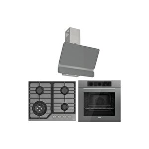 Flowart Nt Asimetrik Seriisi 3'lü Gri Ankastre Set ( Qbl62cpr-nt028-d082 )