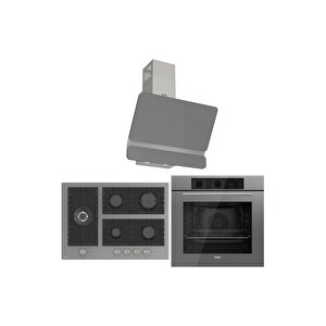 Flowart Bl Modüler Seriisi 3'lü Gri Ankastre Set ( Qbl62cpr-bl138-d082 )