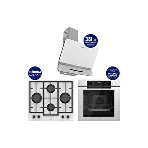 New Steamart & Fryart Chef Edition Beyaz 3'lü Ankastre Set Qep64cb-ln386-d081sa