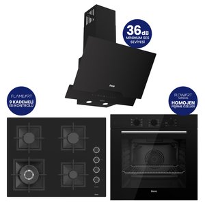 Flowart Turbolu Silenart Siyah Cam Ankastre Set ( 65 Cm Woklu Ocak ) Qbl62cs - Sc405 - D063sa