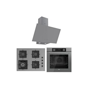 Fryart Sc Serisi Wok'lu Gri 3'lü Ankastre Set ( Xe63cpr-sc408-d079 )