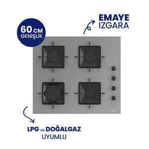 Steamart-fryart-silentart Serisi Gri Set ( Qep64cpr+ss208+d082-sa ) Emaye Izgara