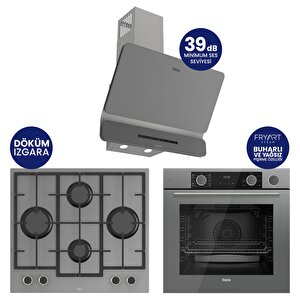 Steamart & Fryart Chef Edition Gri 3'lü Ankastre Set Xe64cpr-ln388-d082sa