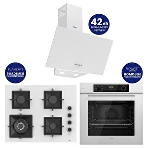 Flowart Digital Beyaz Cam Ankastre Set ( 65 Cm Woklu Ocak ) Qbl63cb+sc406-wfa+d087sa