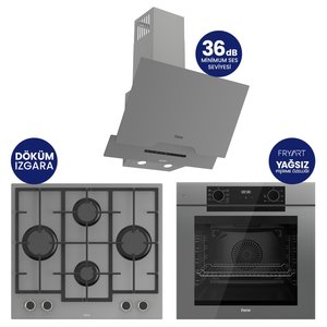 New Fryart Chef Edition Gri 3'lü Ankastre Set Qep63cpr-ln388-d065sa