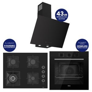 Flowart Turbolu Silenart Siyah Cam Ankastre Set ( 65 Cm Woklu Ocak ) Qbl62cs - Sc405 - D077sa