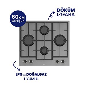 Ln388 Gri Cam Ankastre Ocak (döküm Izgara)
