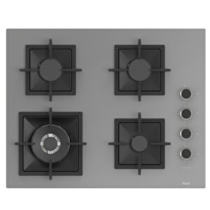 Sc408 65 Cm Wok Gözlü Gri Cam Ankastre Ocak (döküm Izgara)