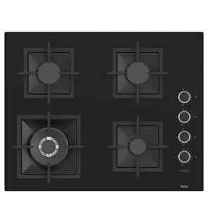 Sc405 65 Cm Wok Gözlü Siyah Cam Ankastre Ocak (döküm Izgara)