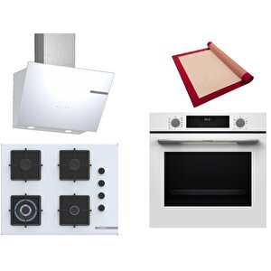 Beyaz 3 Lü Ankastre Set 533 ( Hua717bv0t - Poh7c2p31o - Dwk66pj20t ) 67cm Wok Bek Ocak - Buhar Destekli Fırın - Pişirme Matı Ile
