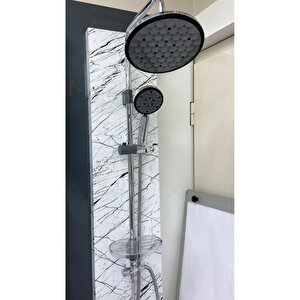 Krom Kademeli Duş Seti Ve Krom Kare Banyo Bataryası Krom Banyo Batarya Seti