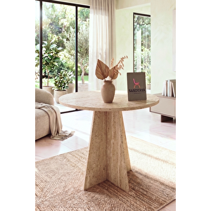 Vela Traverten Yuvarlak Mutfak & Yemek Masası - 70 Cm - (sadece Masa) Küçük Alanlar Için Özel Üretim Modern Tasarım