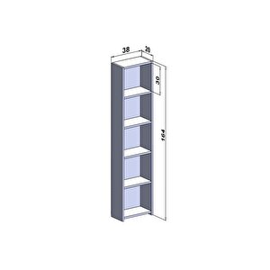 Kitaplık 5 Raflı Dar Açık Raf Kitap Dekorasyon Rafı Ofis Salon Çalışma Odası Kitaplığı Beyaz 38 Cm