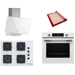Beyaz 3 Lü Ankastre Set 569 ( Hua717bv0t - Pop7c2p31o - Dwk63pj20t ) 67cm Ocak - Buhar Destekli - Pişirme Matı Ile
