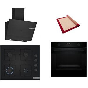 Siyah 3 Lü Ankastre Set 508 ( Hua736ea0t - Pop6c6p31o - Dwk67pj60t ) - Buhar Destekli - Pişirme Matı Ile