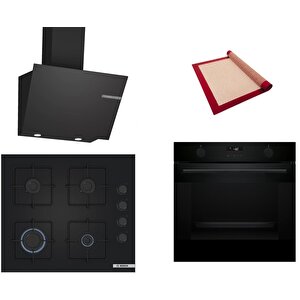 Siyah 3 Lü Ankastre Set 496 ( Hua736ea0t - Pop6c6p31o - Dwk66pj60t ) - Buhar Destekli - Pişirme Matı Ile