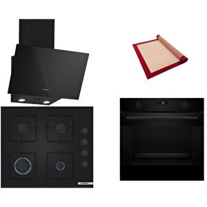 Siyah 3 Lü Ankastre Set 484 ( Hua736ea0t - Pop6c6p31o - Dwk63pj60t (61t) ) - Buhar Destekli - Fırın Matı Ile