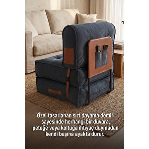 Pufymax Comfy Plus Minder Koltuk Modüler Yer Koltuğu Sırt Destekli Oturma Minderi 75x75x85cm Yıkanabilir Fermuarlı Gri