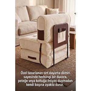 Pufymax Comfy Plus Minder Koltuk Modüler Yer Koltuğu Sırt Destekli Oturma Minderi 75x75x85cm Yıkanabilir Fermuarlı Krem