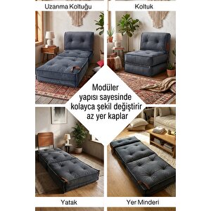Pufymax Comfy Plus Minder Koltuk Modüler Yer Koltuğu Sırt Destekli Oturma Minderi 75x75x85cm Yıkanabilir Fermuarlı Yeşil/desenli