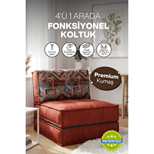 Pufymax Comfy Plus Minder Koltuk Modüler Yer Koltuğu Sırt Destekli Oturma Minderi 75x75x85cm Yıkanabilir Fermuarlı Kiremit