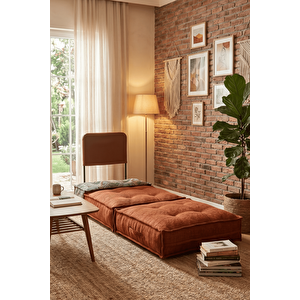 Pufymax Comfy Plus Minder Koltuk Modüler Yer Koltuğu Sırt Destekli Oturma Minderi 75x75x85cm Yıkanabilir Fermuarlı Kiremit