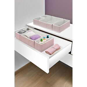 4'lü Pudra Çizgili Dolap,çekmece Içi Organizer Düzenleyici Seti 28x28x13-28x13x13-13x13x13
