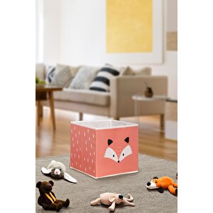 Tilki Baskılı Kiremit Renk Kapaksız Kutu 30x30x30 Cm