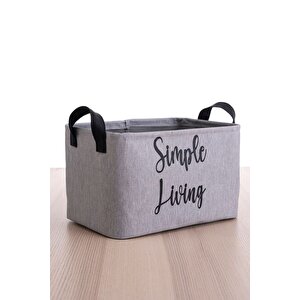 Gri Baskılı Dikdörtgen Çok Amaçlı Sepet 14x25x18