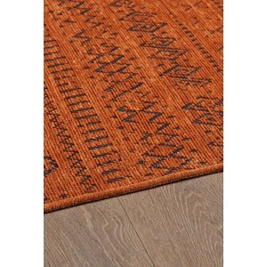 Bohem Tarz Dekoratif Pamuk Taban Şönil Kilim Terra Renk Halı 100x100 cm