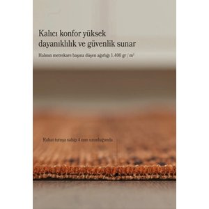 Bohem Tarz Dekoratif Pamuk Taban Şönil Kilim Terra Renk Halı 100x100 cm