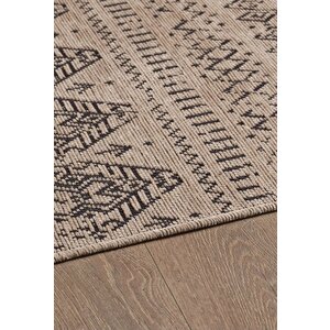 Bohem Tarz Dekoratif Pamuk Taban Şönil Kilim Bej Renk Halı 120x400 cm