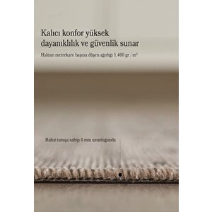 Bohem Tarz Dekoratif Pamuk Taban Şönil Kilim Bej Renk Halı 120x400 cm