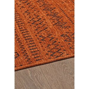 Bohem Tarz Dekoratif Pamuk Taban Şönil Kilim Terra Renk Halı 120x250 cm
