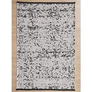 Bohem Tarz Geometrik Desenli Pamuk Taban Gri Renk Şönil Kilim 80x300 cm