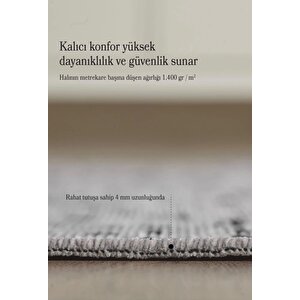 Bohem Tarz Geometrik Desenli Pamuk Taban Gri Renk Şönil Kilim 80x300 cm