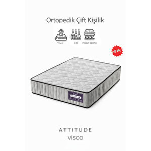 Attitude Visco Ortopedik Yatak Çift Kişilik – Pocket Yaylı, Omurga Destekli, Orta Sert 150x200 cm