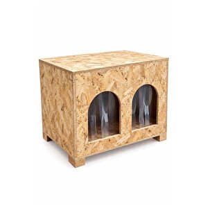 2 Bölmeli Yetişkin Kedi Evi, Kedi Barınağı, Sokak Hayvanları İçin Kedi Barınağı, Kedi Yuvası, Rüzgar ve Soğuğa Dayanıklı Ahşap 61x41x36 cm CAT50