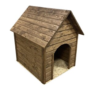 Pet Suya Soğuğa Dayanıklı Lüks Büyük Boy Ahşap Köpek Kulübesi 100x100x78 Cm Ceviz